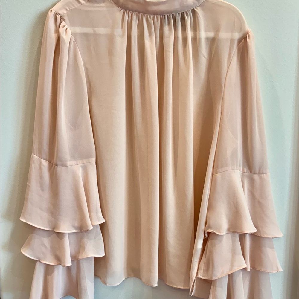 Eloquii Blush Ruffle Sleeve Blouse